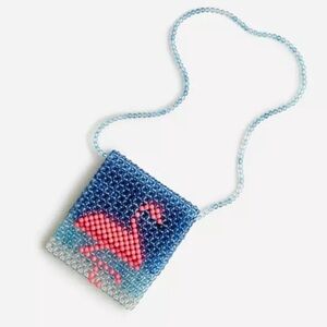 J.Crew Crewcuts Girls Beaded Crochet Crossbody Flamingo Bag Blue One Size